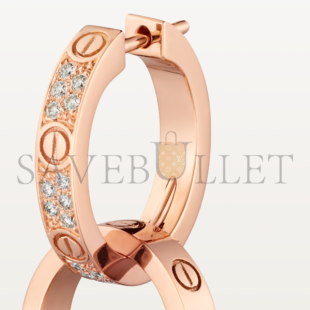 CARTIER LOVE ROSE GOLD EARRINGS, TRANSFORMABLE, SEMI-PAVED N8515240